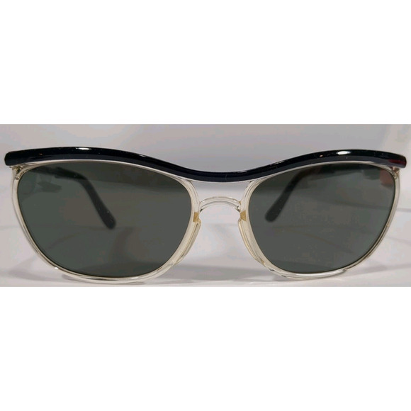Paris France women sunglasses vintage 1980s ultra light 3 tone black white main image 4